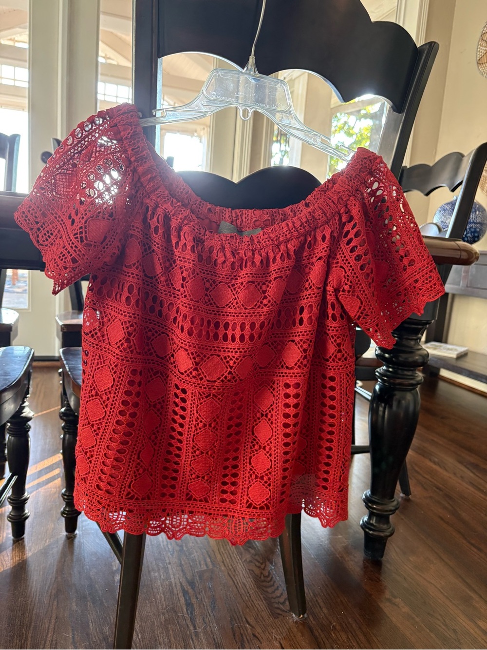 Deep Orange Crochet Off-Shoulder Women's Top